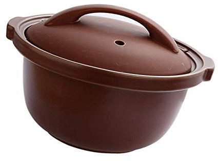 Kasserolle mit Deckel - Niedriger Topf für Slow Cooker-Suppe aus Keramik - Hochtemperaturbeständige Pfanne, braun, 3 l (braun, 4 l)