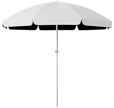 KXWOQ3ED Parasol de plage rond portable, 2,2 m, parasol de jardin, protection UV, parasol de marché, hauteur réglable, blanc, 220 cm