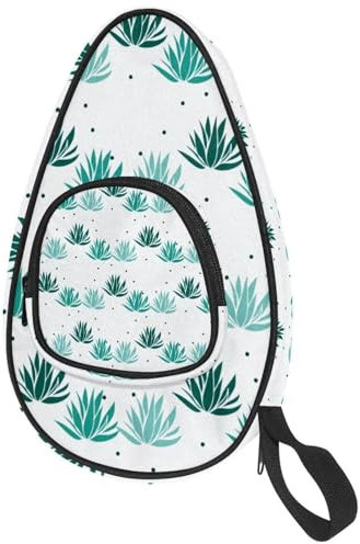 VAPOKF Housse pour raquette de tennis de table, motif cactus vert, pois blancs, sac pour raquette de ping-pong avec pochette pour 4 à 5 balles