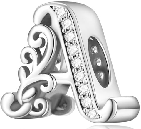 FLUFLO Charm Anhänger Damen Buchstabe A-Z für Armband 925 Sterling Silber Charms Beads passend für Pandora Armband und Halskette, Kompatibel mit Europäischen Armbänder für Frauen Mädchen.ZM1