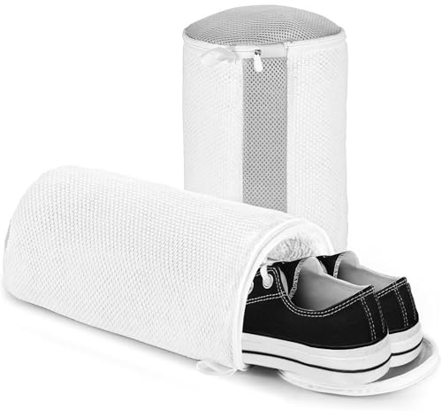 BONAVCY Trainer Wash Bag for Washing Machine, 2 Pack Reusable Shoe Washing Machine Bags with Zipper and Breathable Mesh for Laundry Shoes Cleaning