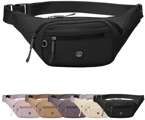 Women Bumbags Fanny Pack for Ladies Fashion Bum Bag Men Lightweight Adjustable Travel Waist Pack for Walking Hiking Running Jogging (Black)
