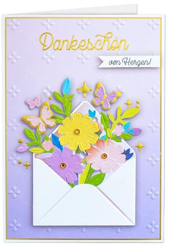 Joli Coon 3D Dankeskarte SIGNATURE, mit FinePaper Kuvert, 17 × 11,5 cm | 350g Designerpapier, Fine-Paper-Kuvert, goldener Siegelsticker, für persönliche Dankesworte, Premium-Papeterie