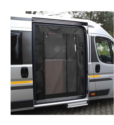 Zanzariera magnetica per porta scorrevole, 180 x 133 cm, zanzariera, per camper, porta laterale, parasole, campeggio, furgone, accessorio auto, colore nero