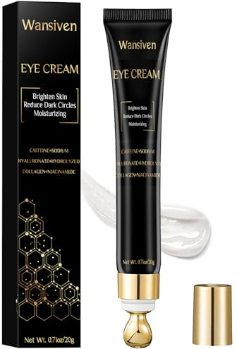 Nayrmaer Crème contour des yeux à la caféine - 20 g - Anti-âge et anti-frisottis - Avec rouleau pour les yeux - Réduit les cernes et les gonflements - Hydratante à la niacinamide, à l'acide