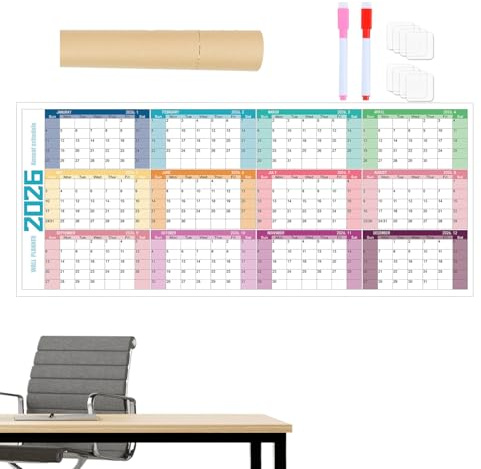 Calendario 2026,Planificador De Pared Borrable - Agenda Mensual Anual Decoración Roma Para Planificación Y Organización Biblioteca Familia Estudiante Profesor Hogar Aula Año Nuevo