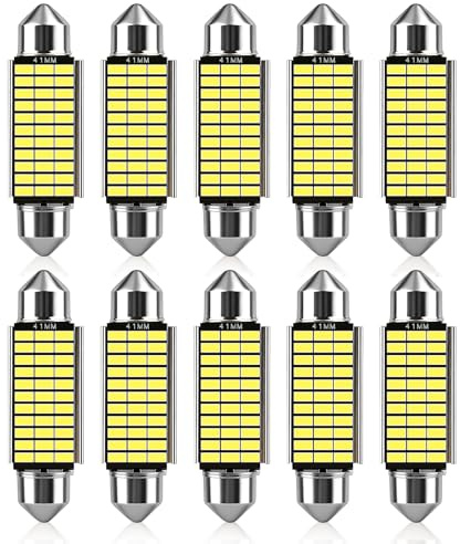 Wowsofty 10pcs C5W LED Ampoules Feu Blanc Navette Led 12v pour Habitacle | 6500K,600LM,33MSD-3014 Chipsets Ampoules LED,Lumières Intérieures de Dôme de Carte,Ampoule Plaque Immatriculation,