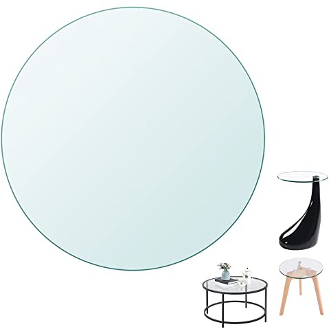 Transparenter runder Glastisch, 35–100 cm Durchmesser, gehärtetes hitzebeständiges Glas, perfekt für Esstische, DIY-Fell oder Kaminsockel.