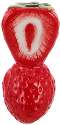 jojofuny Petit Vase à Fraises en Céramique Rouge 15 Cm Vase Décoratif Moderne pour Fleurs Fraîches, Séchées ou Artificielles Centre de Table Original pour Décoration Intérieure Maison,