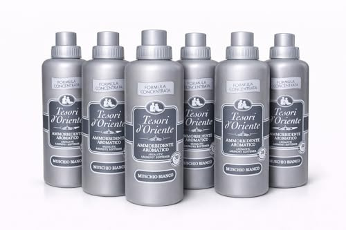 Tesori d’Oriente Weichspüler Konzentrat Muschio Bianco – italienische Luxus-Duftpflege – White Musk – 6er Pack (6 Flaschen) – langanhaltender Duft, extra weiche Wäsche Veltao