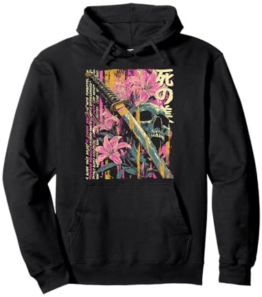 Otaku Anime Japonais Katana Fleur de lys Rouge Sweat à Capuche