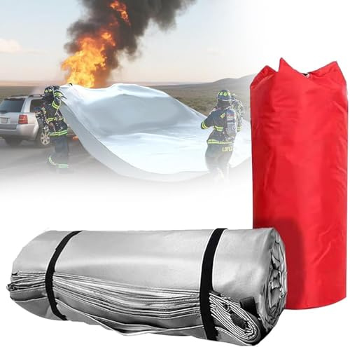 ZYLDDS Couverture Anti-feu pour Voitures, couvertures d'extinction en Silicone Double Face, Couverture d'extinction d'urgence pour véhicules, Couverture de sécurité pour parkings 6×6m/19.7×19.7ft
