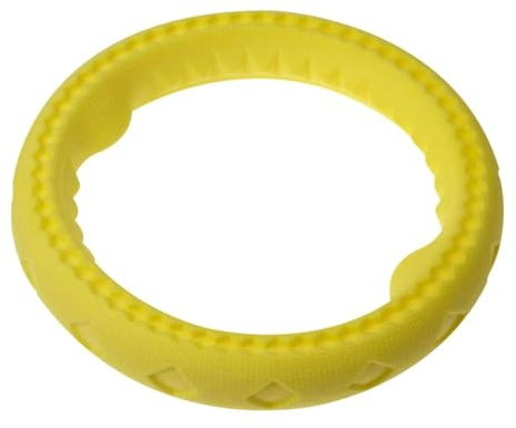 Matybobe Durable Dog Chewing Ring for Tug of War Water-Friendly for Medium Large Dogs Thermoplastic Rubber 17x17x5cm (Yellow)