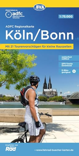 BVA ADFC Regionalkarte Köln/Bonn, mit Knotenpunkten 1:75.000: mit Tagestourenvorschlägen, reiß- und wetterfest, E-Bike-geeignet, GPS-Tracks-Download,