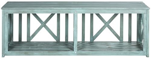 SAFAVIEH Outdoor Collection Branco White and Ash Grey Bench