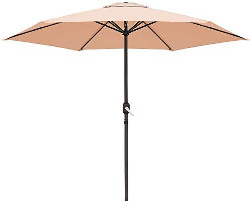 LOLAhome Parasol inclinable de Ø270 cm, Beige ocuro, mástil Ø38mm de aluminio Gris, con Antiviento y Manivela, Elegante y Duradero, tratamiento Anti-corrosión, Para Exterior, Jardín, Terraza