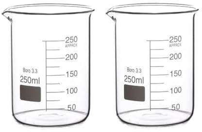 Rocwing Boro 3,3 glas graderad mätbägare för laboratorium eller kök (2 x 250 ml)