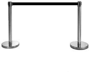 2-Stück-Set FLEXIBARRIER Personenleitsystem Absperrständer Silber -Basic 300-3m Gurtlänge *Schwarz*, Absperrständer, Absperrband, Absperrpfosten
