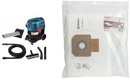 Bosch Professional Industriestaubsauger Gas 35 L SFC+ (35 L Behälter, 3 m Schlauch) + 5 Stück Vlies Staubsauger Beutel