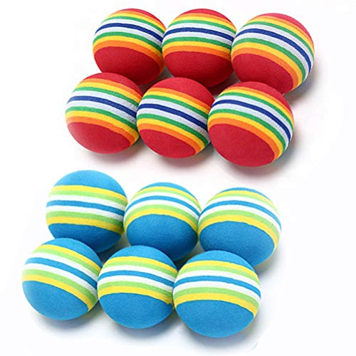 VOVIGOR 12 Pezzi 2 Colori Gatto Rainbow Giocattolo Palline Morbido EVA Schiuma Gatto Giocattolo Interattivo, Cucciolo Gattino Giocattolo Palline Attività Caccia Calma Gioco Spugna Palla