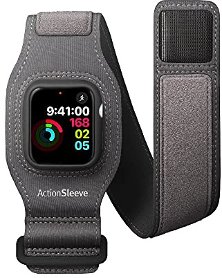 Twelve South ActionSleeve 2 for Apple Watch 44mm | Updated Protective Armband to free your wrist for sports or activities (grey)