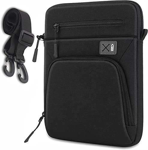SIMTOP Borsa per tablet da 11 pollici, Nuovo iPad Air (3a, 4a e 5a generazione),borsa a tracolla multitasche impermeabile in poliestere, custodia per il trasporto del Tablet con tracolla,Nera