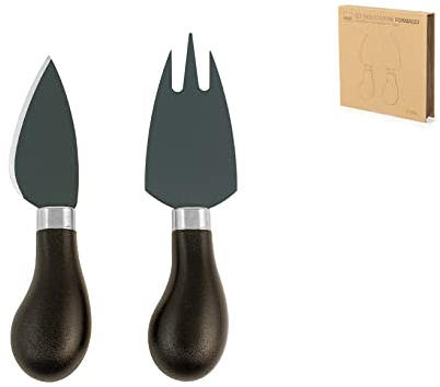H&H Set 2 Coltelli Formaggio Inox, Manico Polipropilene