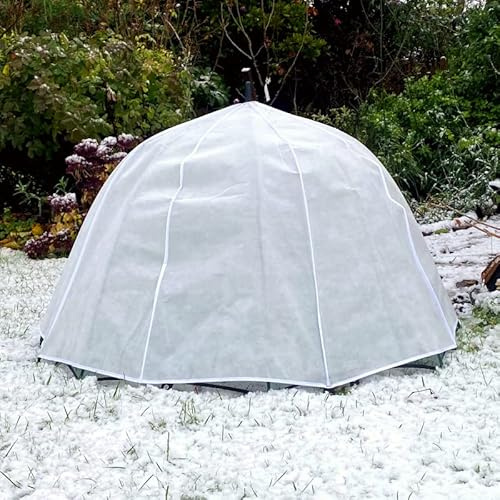 Frost Brolly Winter Plant Frost Protection Cover & Fruit Cage Umbrella 1.2 x 0.75m | Bird Netting Greenhouse Cloche with Detachable Fleece Plant Jacket (1)