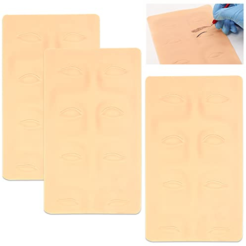 Gefälschte Make-up Silikonhäute Augenbrauen Augenlinie 3 Stücke 3D Microblading Permanent Makeup Tattoo Übungshaut 27 x 16 CM für Tätowierer und Anfänger