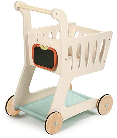 Tender Leaf Toys - Shopping Cart - Wooden Shopping Cart with Extra Storage - Perfect Role Play Toy, Promotes Creativity and Imagination for Boys and Girls - Age 3+