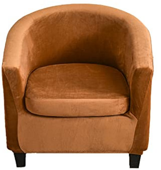 NICCEN Samt Sesselbezug Hochelastisches waschbares Fleece Sesselhussen Stilvolle Möbelbezüge Plüsch-Fassstuhlbezug für Haustiere und Kinder -braun