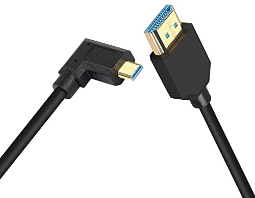 PNGKNYOCN Cable corto micro HDMI a HDMI de 8 K, 1 pies/0,3 m, ángulo recto, ultra alta velocidad, 48 Gbps, micro HDMI macho a HDMI macho, compatible con 8 K a 60 Hz, 4 K a 120 Hz (derecho/0,3 m)