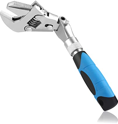 Petyoung Chiave a cricchetto regolabile con testa rotante a 180°, chiavi a mezzaluna in acciaio al cromo vanadio Cr-V