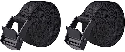 TRIWONDER Cinghia a Cricchetto Cinghie di Fissaggio con Fibbia a Sgancio Rapido in Lega di Zinco per Moto Bici Bagagli Auto e Rimorchi (3 m, Fibbia Nero - Nero - 2 pezzi)