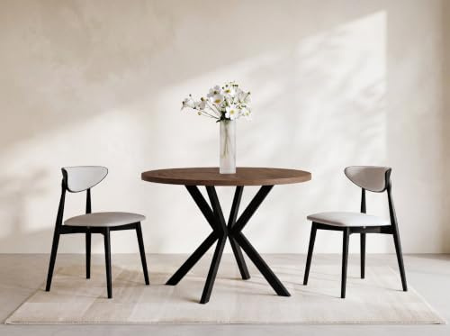 WFL GROUP Runder Ausziehbarer Esstisch - Loft Style Tisch mit Metallbeinen - 100 bis 180 cm - Industrieller Tisch für Wohnzimmer - Spacesaver - Lefkas Eiche - 100 cm