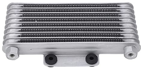Tbest Radiador de Aceite para Motocicleta, Radiador de Aceite para Motocicleta de 8 Filas Plata 125ml Bajo Desgaste Fuerte Ajuste de Potencia para GY6 125CC250CC Motocross ATV