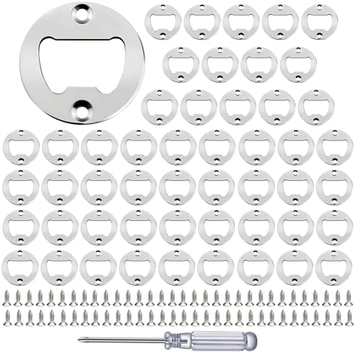 Bottle Opener Insert - 50 Sets Stainless Steel Inserts Kit with Screws Screwdriver for DIY Resin Mould Kit Hardware Parts Supply(Silver)