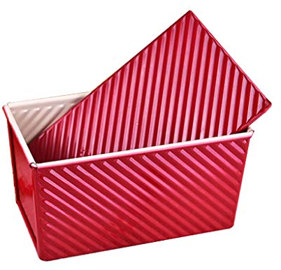 TIST Pegarse for no Molde de Pastel Hornear Herramienta Rojo Ondulado del Molde Tostadas Caja de Pan Tostado Antiadherente Torta de Pan con Tapa