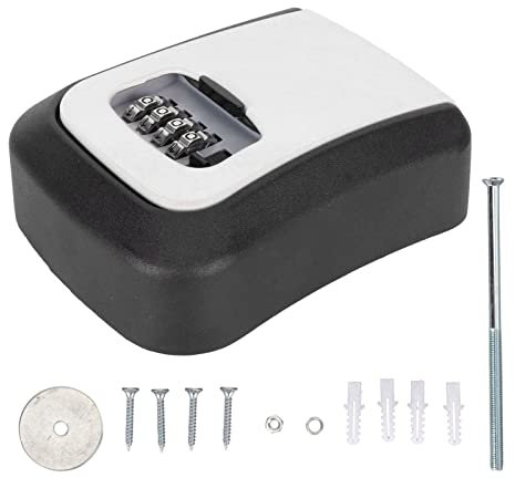Glomora Secure Key Lock Box, Waterproof Aluminum Alloy Gray Wall Mount Storage for Garage, Garden