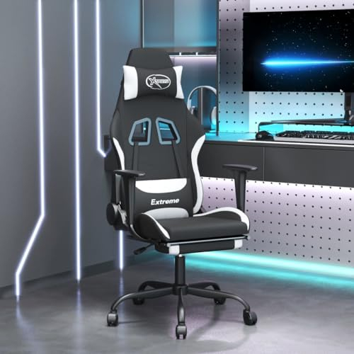 DYRJDJWIDHW Sessel,stillsessel,schaukelstuhl Wohnzimmer,Gaming-Stuhl mit Fußstütze Schwarz und Weiß Stoffpapasansessel,relaxliege,Rocking Chair,stillstuhl,