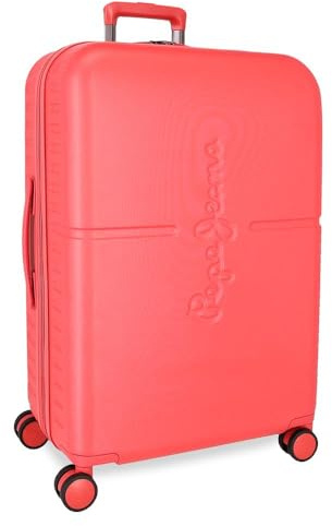 Pepe Jeans Highlight, valigia da cabina, bagagli, interno con due scomparti, realizzata in materiale ABS resistente e leggero, 4 ruote girevoli, chiusura TSA integrata porta USB integrata, rosso, 48 x