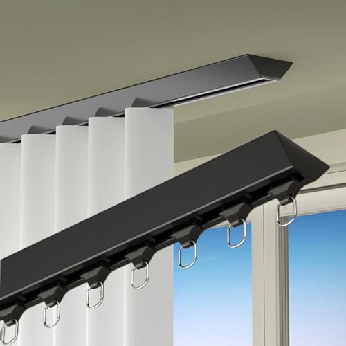 Schwerlast Gardinenschiene 1-läufig Aluminium Decken Vorhangschiene mit Stummen Rollen, Selbstklebende Deckenschiene für Vorhänge, Ohne Bohren (Color : Black, Size : 3.3ft/100cm)