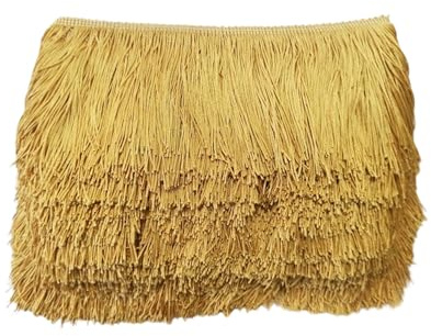 Flecos Rayon para Coser Largos, Pasamaneria, Tela Rayon para Vestidos de Fiesta, Ideal para Costura - Medida Ideal 10 cm en Paquetes de 10 metro (10 Cm - 10 Mt - Oro Viejo)