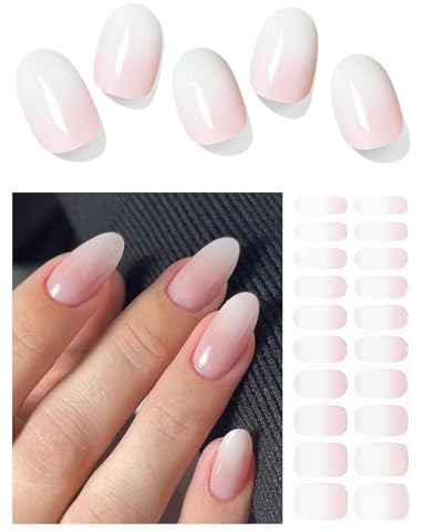 Wahrshei Unghie Gel Adesive UV | Rosa Sfumato Smalto Adesivo Gel UV | 20 PCS Pellicola per Unghie Autoadesiva | Adesivi per unghie in gel, Impacchi di Smalto Gel per Unghie