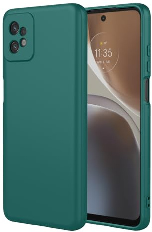 BORYA Silicona Funda para Motorola Moto G32 4G, Sedoso Suave Ultradelgado Antigolpes Carcasa, Premium TPU Elegante Sencillo Estuche, Anti-Rasguños Forro Microfibra Caso, Verde Oscuro