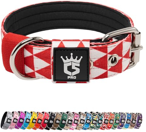 TSPRO Collare per Cani, Collare Tattico Regolabile con Fibbia in Metallo Robusto, Larga 3,3 cm, Resistente e Spesso per i Cani Piccoli (Geometrico S)