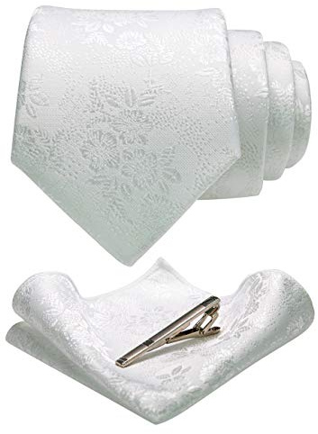JEMYGINS Herren Blumen Krawatten und Einstecktuch Sets mit Krawattenklammer erhältlich
