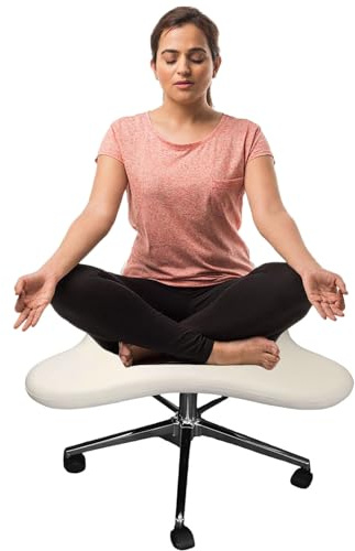 ASerZenith Meditationsbürostuhl, Stuhl mit gekreuzten Beinen, höhenverstellbarer Kniestuhl, ergonomischer Bürostuhl, Criss-Cross-Stuhl für Zuhause und Büro, Maximum,Beige