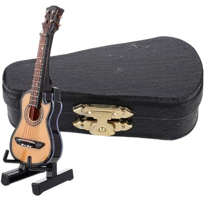 Vaguelly Miniatur Gitarre Modell Mit Ständer Und Koffer Langlebige Mini Gitarre Deko Micro Landschaft Ornament Für Zuhause Büro Geschenk