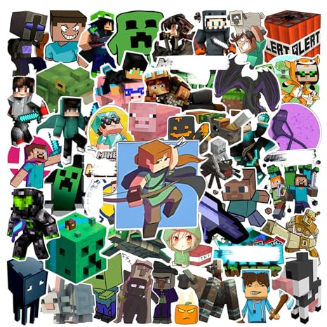 Yoimckay 100pcs Funny Pixelspiel Aufklebers, Anime Game Aufkleber,Cooles Wasserdichtes Vinyl-Aufkleber-Set für Laptop Skateboard Gitarre Gepäck Wasserflasche Telefon, Karikatur Mosaik Game Stickers